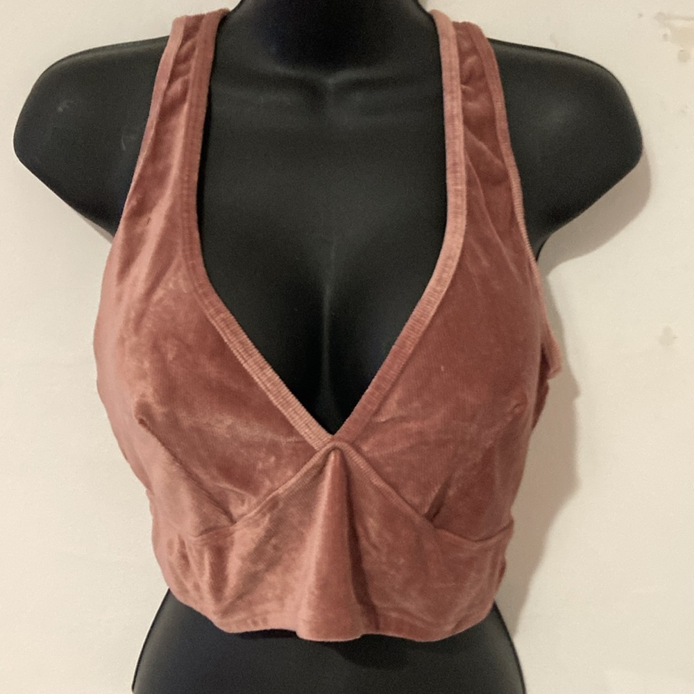 Corduroy look crop top /workout razor back top. Super soft & comfortable